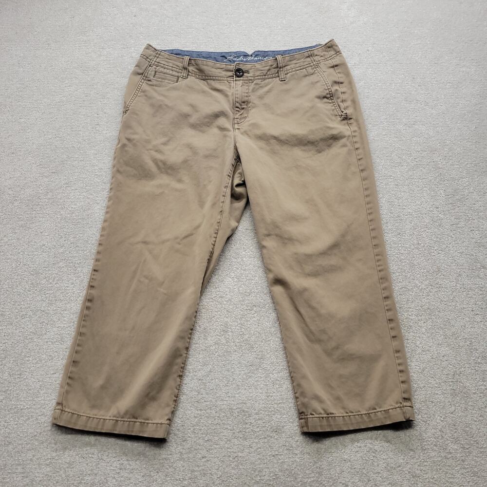 Eddie Bauer Womens Size 10 Khaki Capri Pants Cropped Cotton Chino Casual